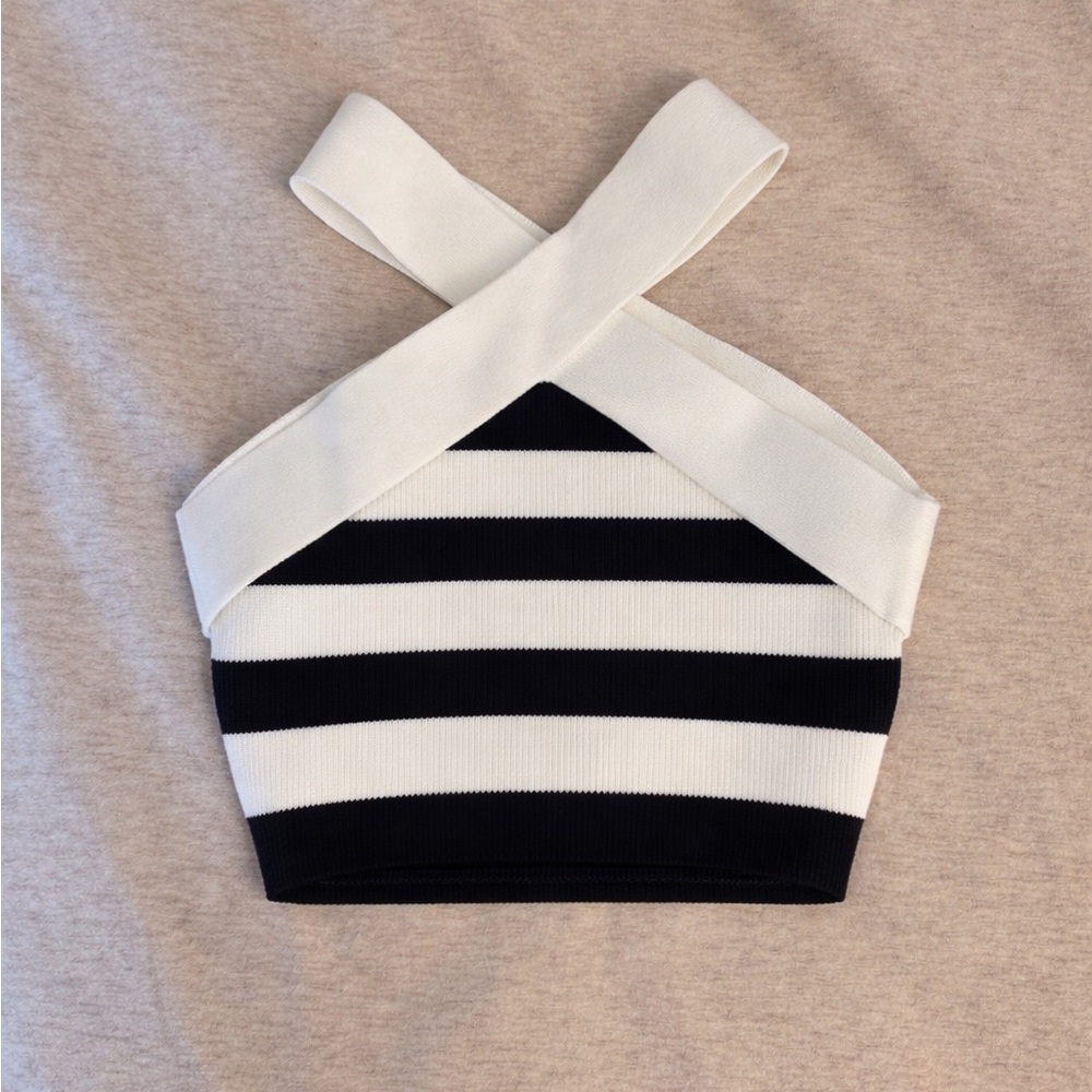 Aritzia Babaton Sculpt knit cross cross crop top